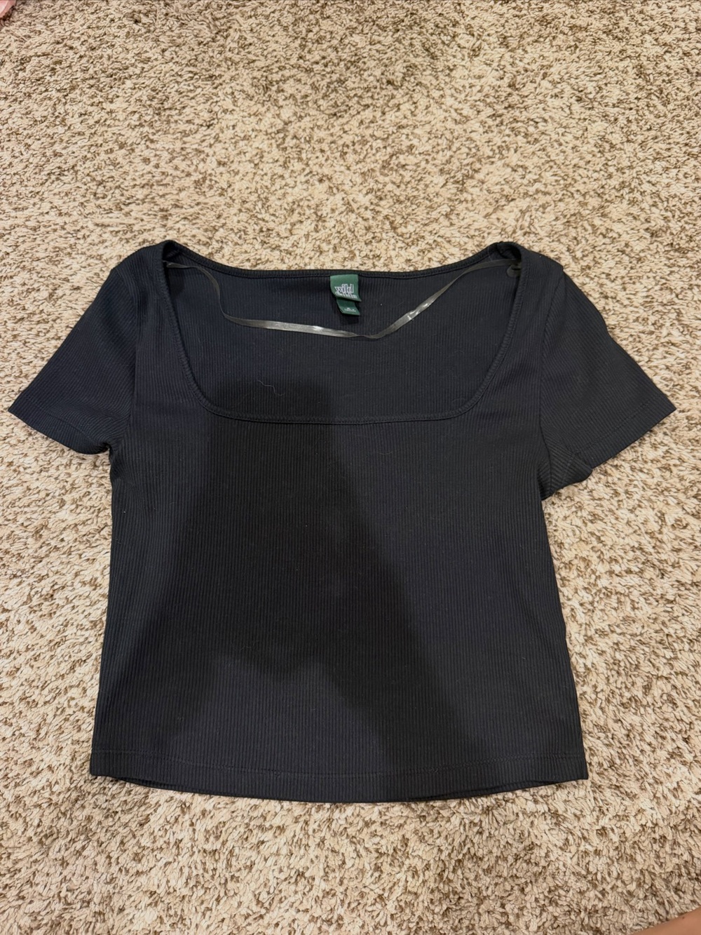 Women’s Black Square-Neck Ribbed Top